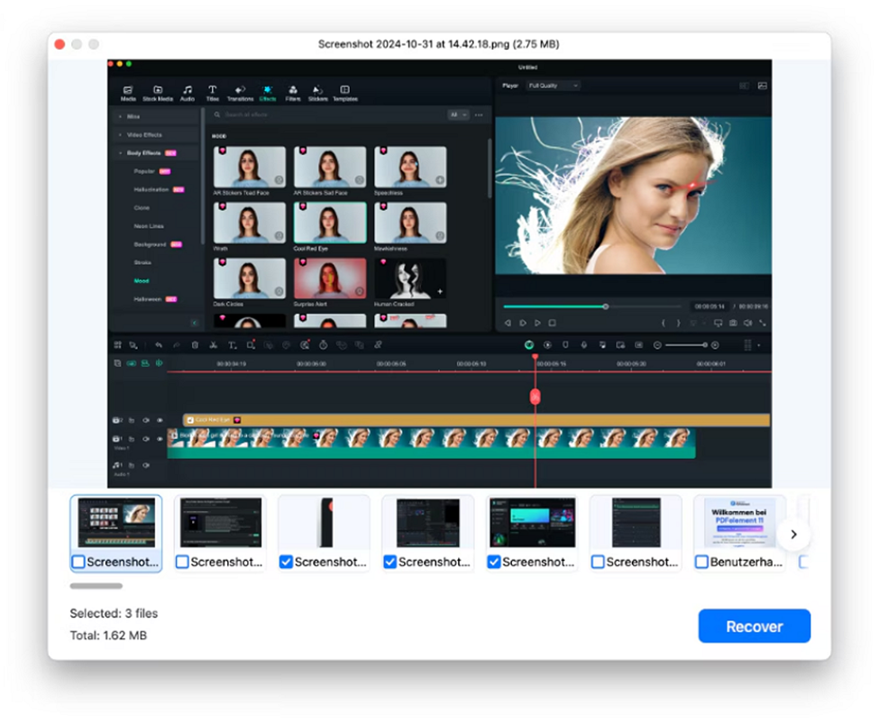preview recovered file and save