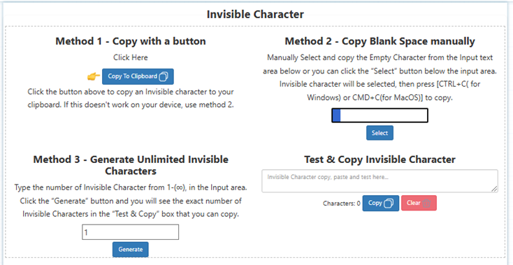 invisible character