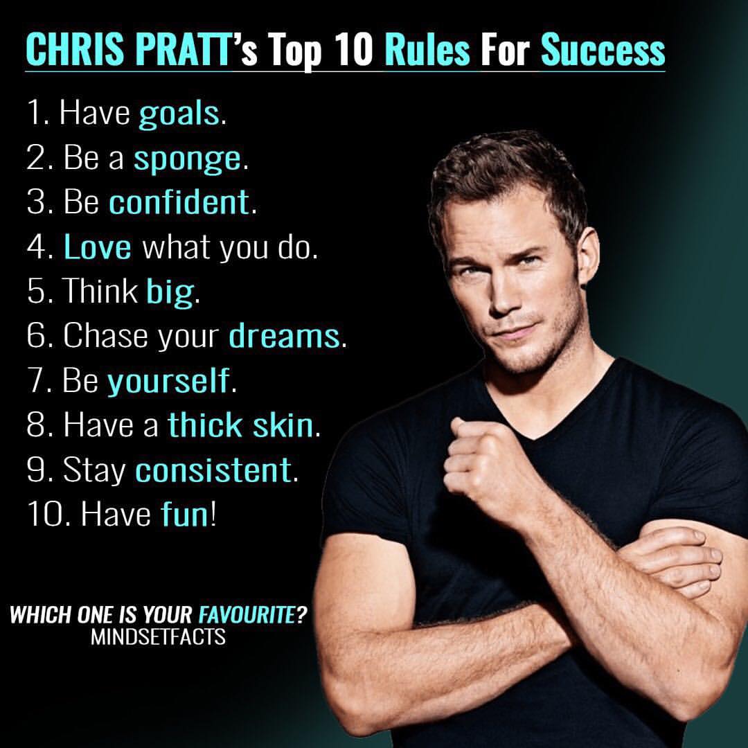 Chris Pratt Top 10 Rules For Success