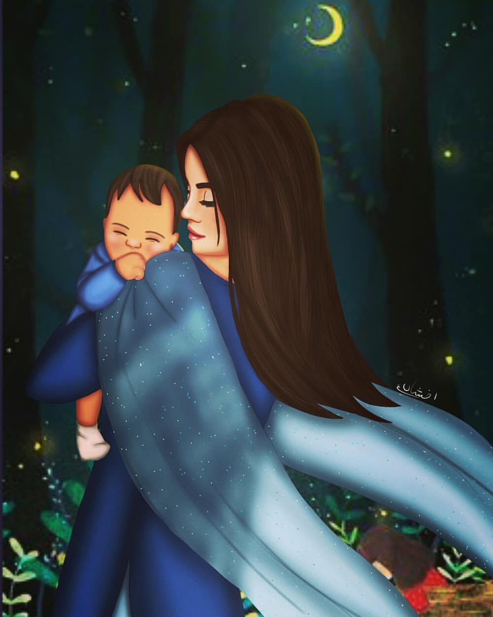 Mother Love Art Hugging Her Child Mother Love Art Hugging Her Child