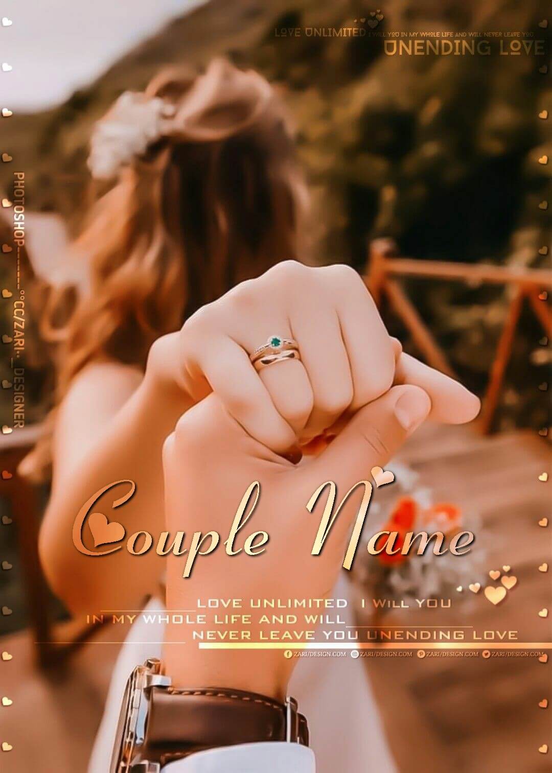 Indian Wedding Couple Holding Hands Images With Name Editing