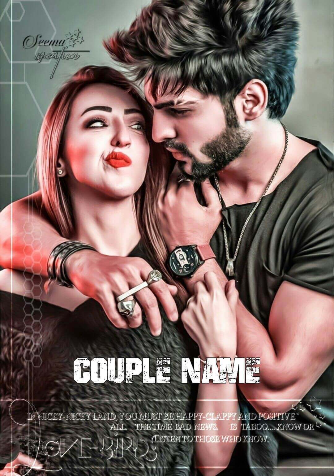 Write Name On Stylish Couple Photo