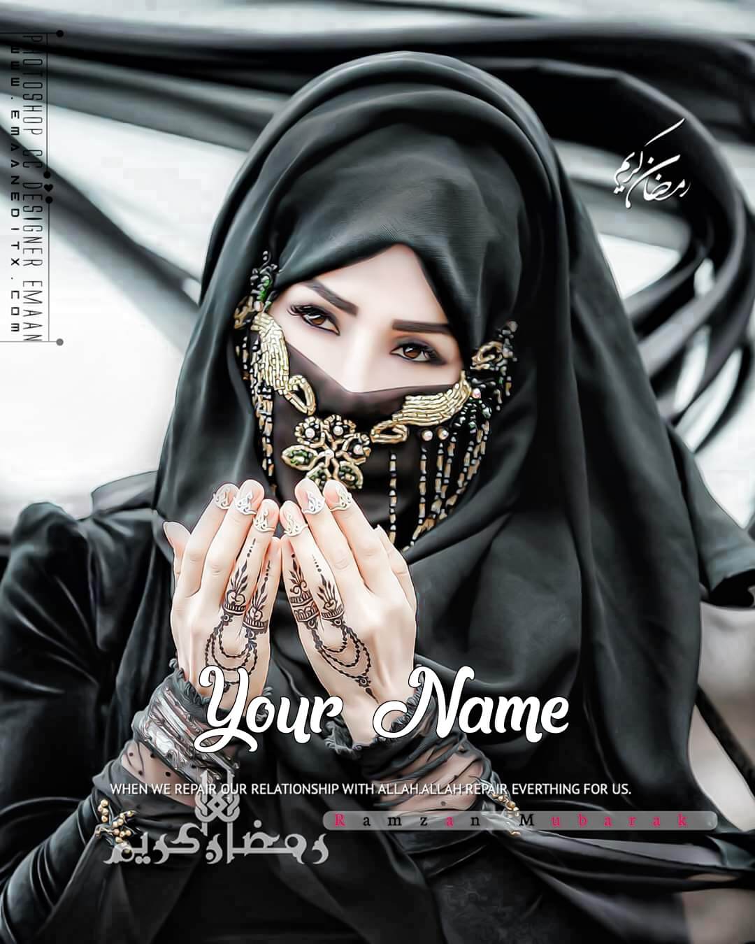 Write Name On Gorgeous Hijab Girl Insta Dp