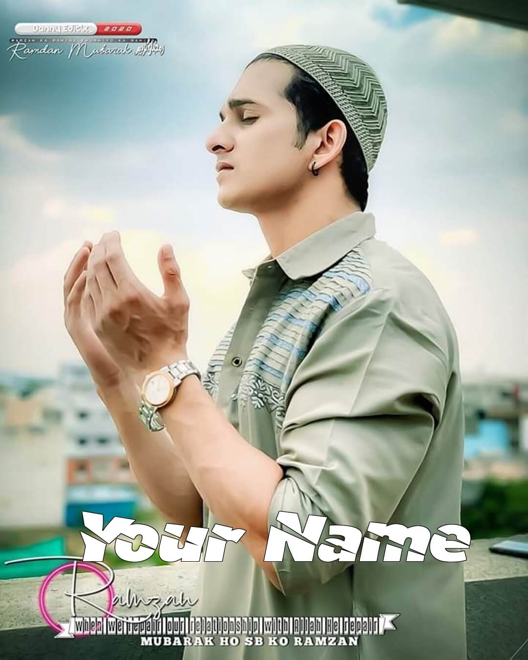 Handsome Muslim Boy Praying Photo Ramadan Kareem