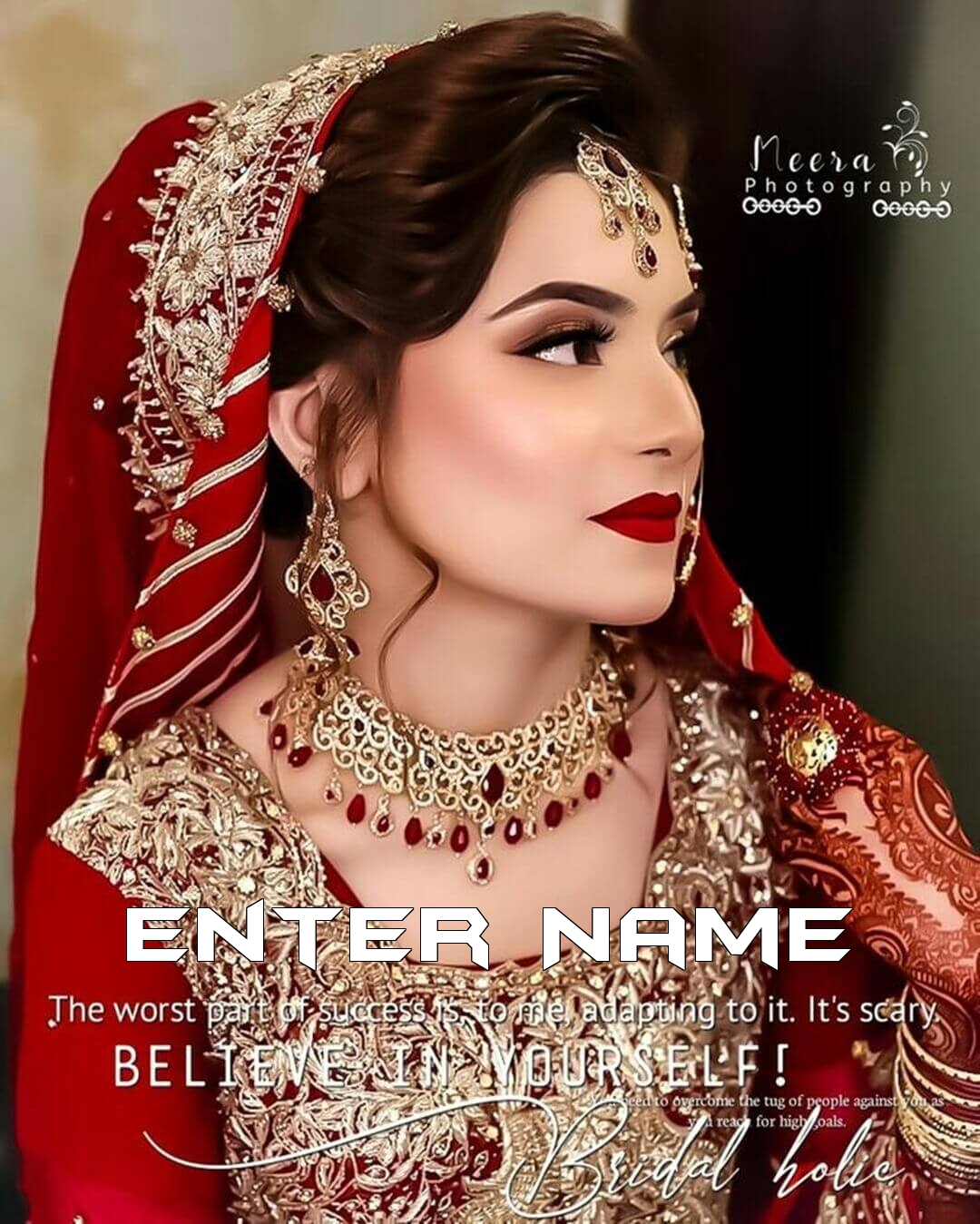 In Red Bridal Dress Wallpaper Dulhan Dp With Name