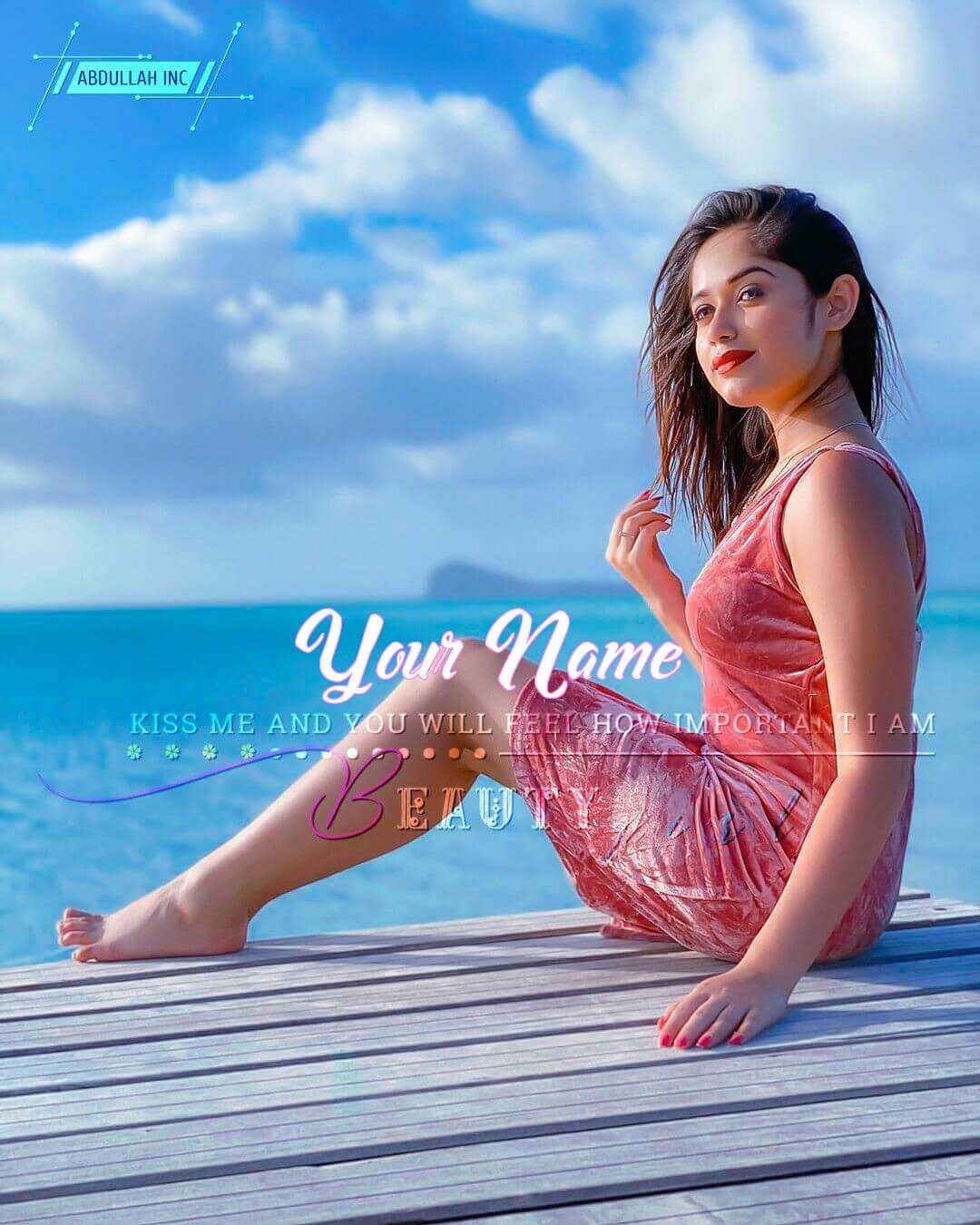 Jannat Zubair Latest Picture Wallpaper With Name At Beach Jannat Zubair Latest Picture Wallpaper With Name At Beach