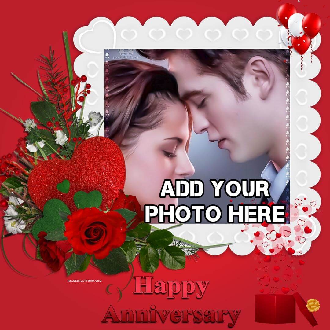 Add Your Photo To Happy Wedding Anniversary Photo Frame