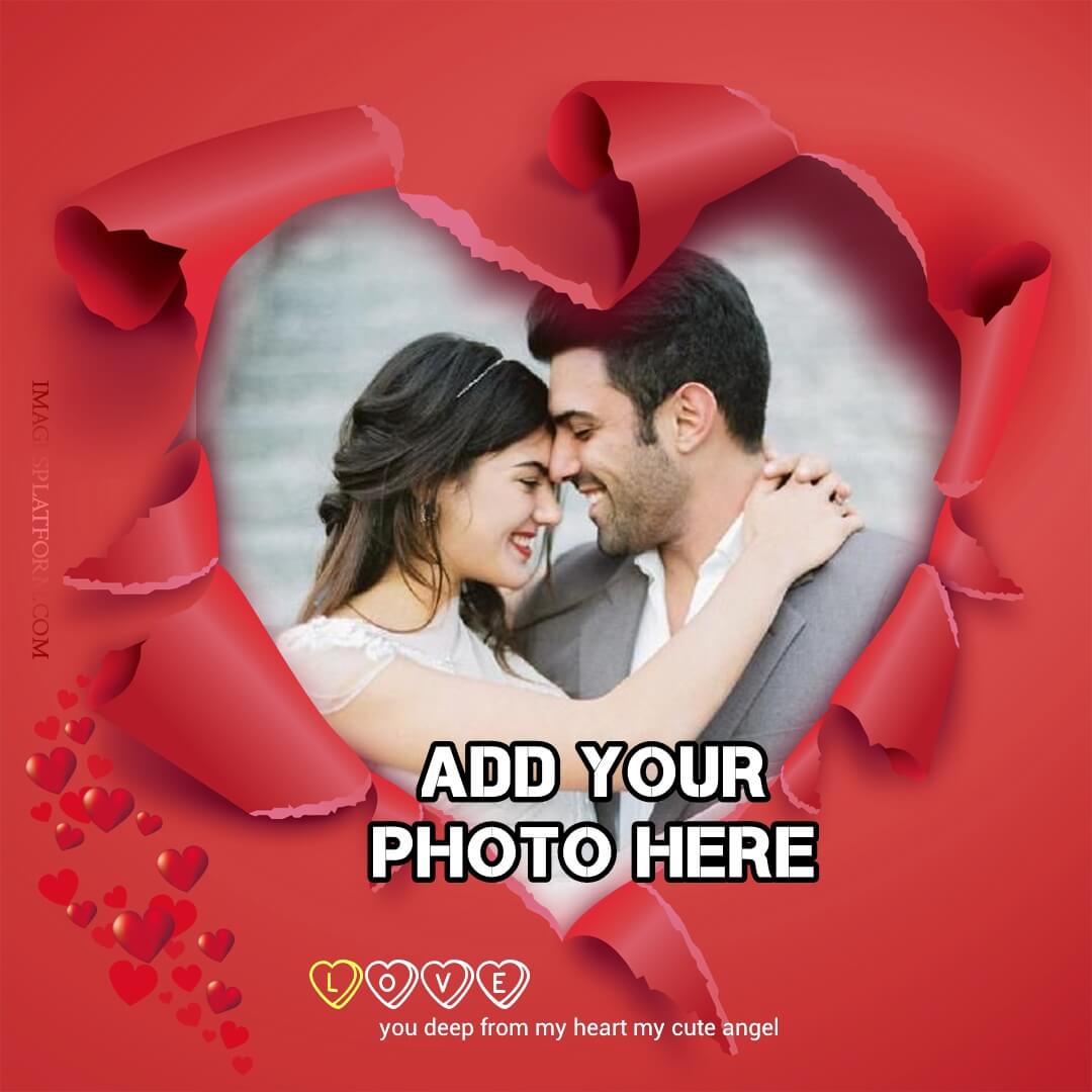 Make Happy Valentine Day Frame With Red Heart