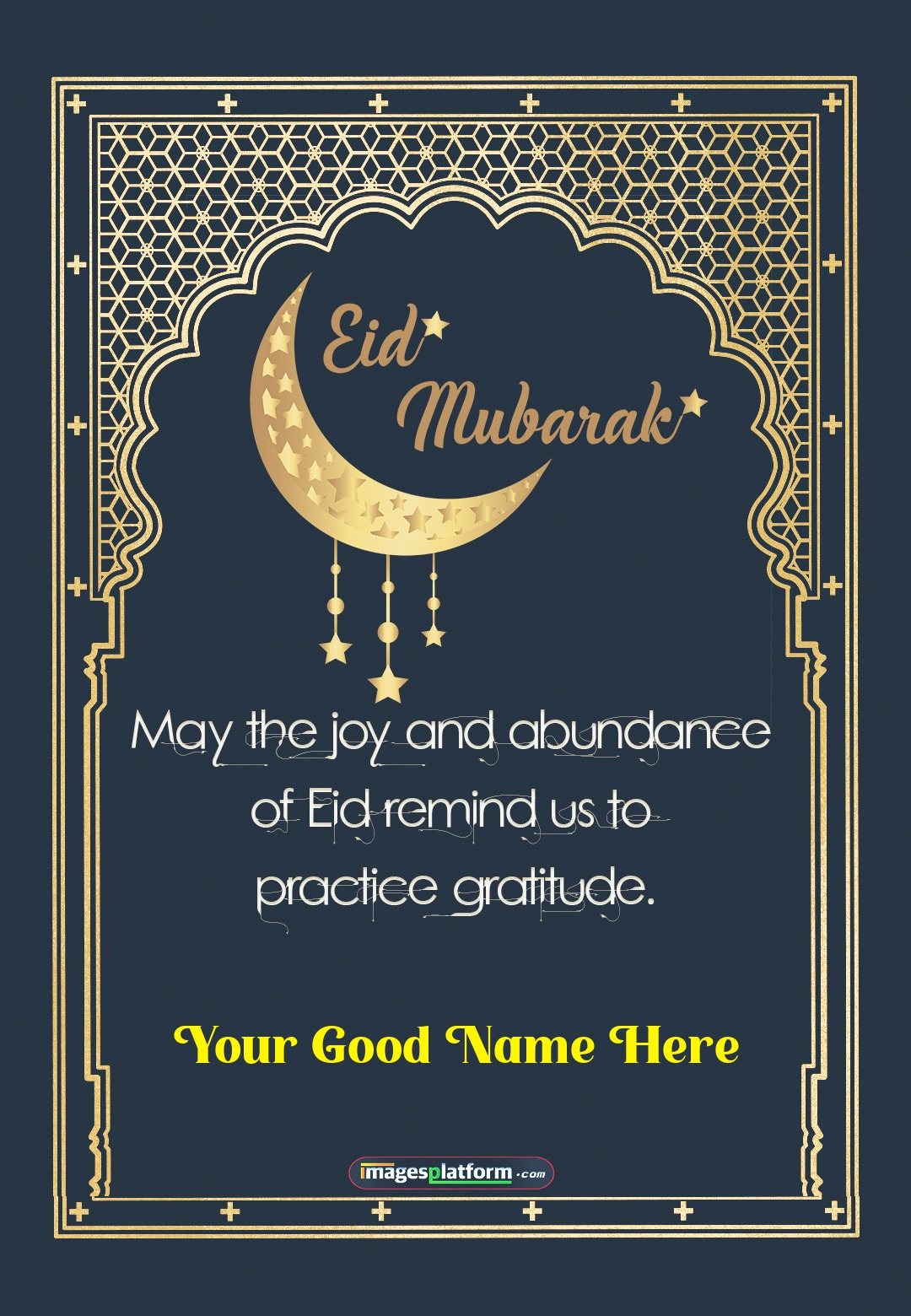 Premium Eid Mubarak Wish Card With Name